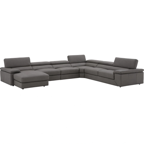 Kobe Sectional Sofa with Left Facing Chaise in Truffle Leather
